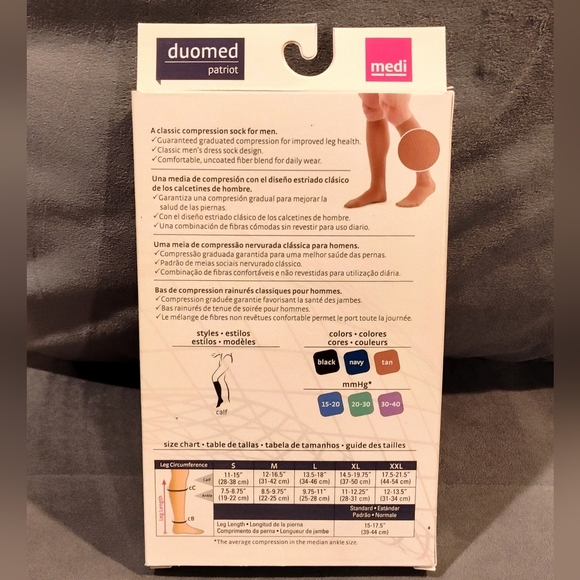 NEW DUOMED PATRIOT BLACK MEDICAL COMPRESSION STOCKING 20-30mmHg SIZE MEDIUM - Picture 7 of 9